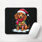 Tapis De Souris Dachshund Arbre de Noël mignonne Santa Hat Lights (Avec souris)