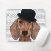 Tapis De Souris Dachshund avec Casquette Black Bowler (Avec souris)