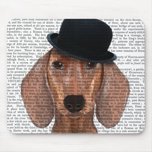 Tapis De Souris Dachshund avec Casquette Black Bowler (Devant)