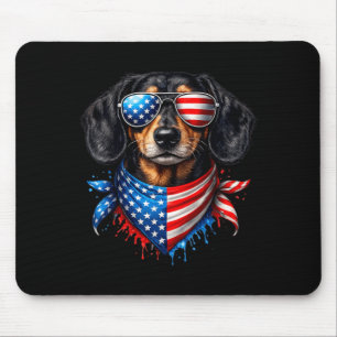 Tapis De Souris Dachshund Bandana 4 juillet Patriote Amoureux des