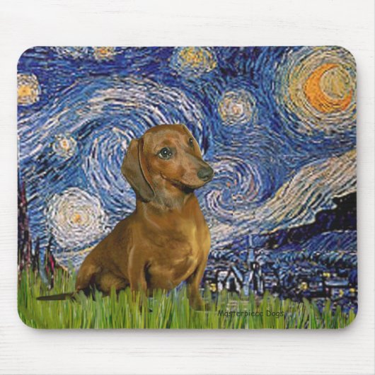Tapis De Souris Dachshund (Brown 1) - Nuit étoilée (Devant)