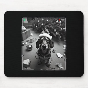 Tapis De Souris Dachshund de Noël pris en caméra