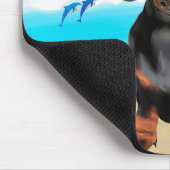 Tapis De Souris Dachshund Dog sur la plage (Coin)