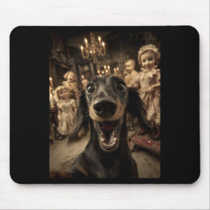 Tapis De Souris Dachshund drôle selfie Y Poupées Halloween effraya