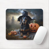 Tapis De Souris Dachshund Halloween effroi (Avec souris)