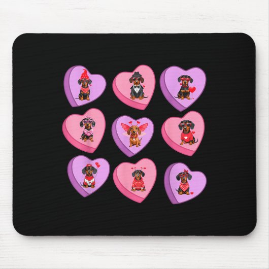 Tapis De Souris Dachshund Hearts Candy Valentines Weiner Dog Pet L (Devant)