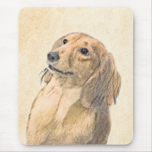 Tapis De Souris Dachshund (Longhaerien) Peinture - Art Chien origi