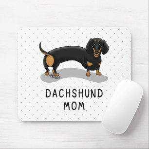 Tapis De Souris Dachshund Mom (S noir & tan) - Mignonne maman chie