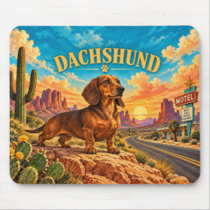 Tapis De Souris Dachshund, Monument Valley Aquarelle Vintage