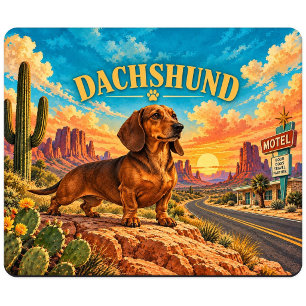 Tapis De Souris Dachshund, Monument Valley Aquarelle Vintage