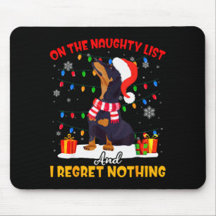 Tapis De Souris Dachshund Père Noël sur la liste des vilains Dachs