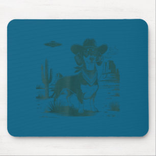 Tapis De Souris Dachshund vintage ufo western drôle de chien