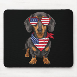 Tapis De Souris Dachshund Wiener Usa Drapeau Us 4 Juillet Amérique
