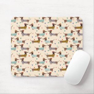 Tapis De Souris Dachshunds drôles en chapeaux et pulls