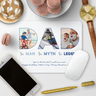 Tapis De Souris DAD Cutout Photo Collage Homme Mythe Légende Bleu