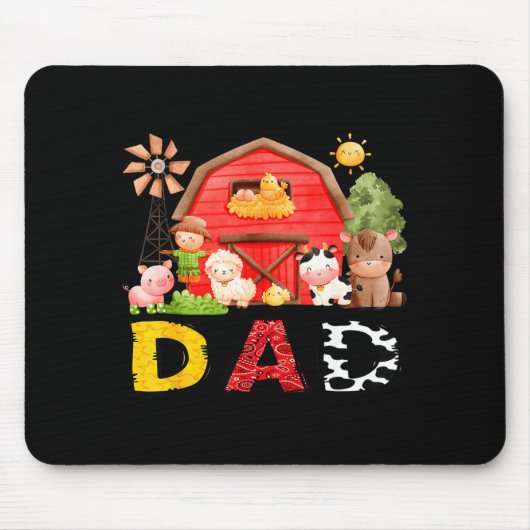 Tapis De Souris Dad Farm Cow Birthday Boy Matching Family Matching (Devant)
