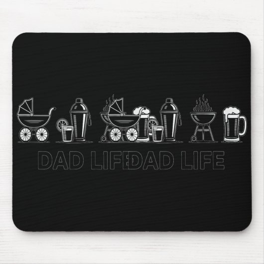 Tapis De Souris Dad Life Bottle Grill Beer Stroller Adorable Fathe (Devant)