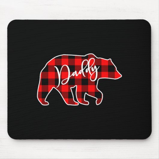 Tapis De Souris Daddy Bear Red Plaid Matching Family Christmas (Devant)