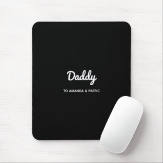 Tapis De Souris Daddy Kids Noms Fête des pères moderne Script