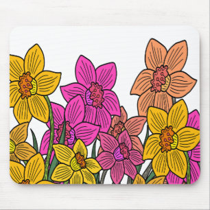 Tapis De Souris Daffodils colorés Fleurs Design