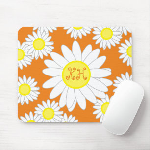 Tapis De Souris Daisy Monogram Orange Blanc et Jaune