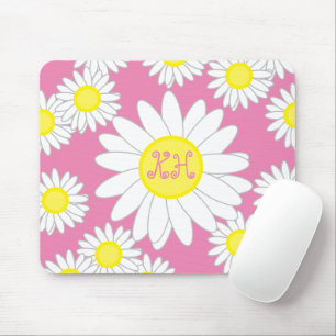 Tapis De Souris Daisy Monogram rose blanc et jaune