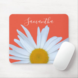 Tapis De Souris Daisy Orange Élégant Script blanc