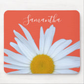 Tapis De Souris Daisy Orange Élégant Script blanc (Devant)