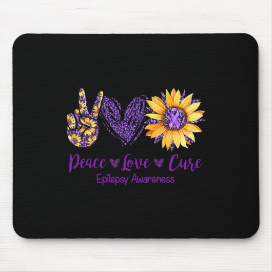 Tapis De Souris Daisy Peace Love Cure Epilepsy Awareness Purple Ri (Devant)
