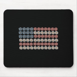 Tapis De Souris Daisy Retro Flower American Flag Femmes 4 juillet
