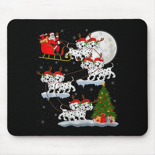 Tapis De Souris Dalmatian Dog Santa Sleigh Flying Funny Magical Ch (Devant)