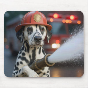 Tapis De Souris Dalmatien avec une lance à incendie