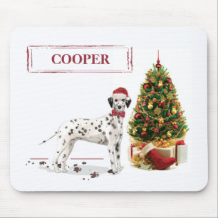 Tapis De Souris Dalmatien drôle de Noël et arbre