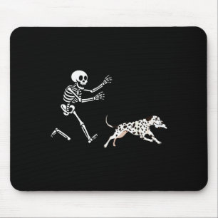 Tapis De Souris Dalmatien drôle squelette courant Halloween