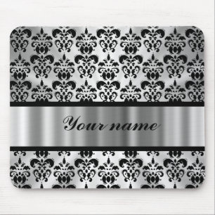 Tapis De Souris Damas gris argenté