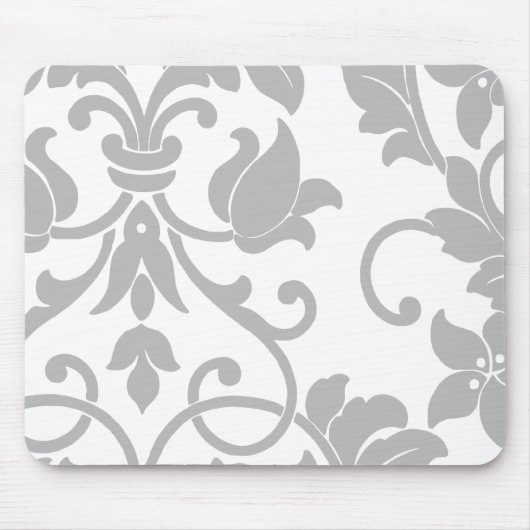 Tapis De Souris Damas gris sur blanc (Devant)