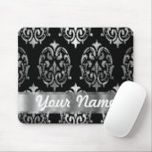 Tapis De Souris Damas noir et argent (Avec souris)