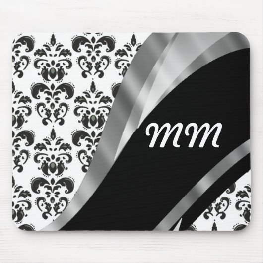 Tapis De Souris Damas noir et blanc (Devant)