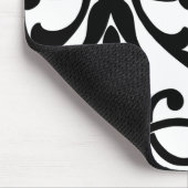 Tapis De Souris Damas noir sur blanc (Coin)