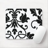 Tapis De Souris Damas noir sur blanc (Avec souris)