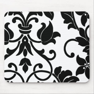 Tapis De Souris Damas noir sur blanc
