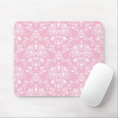 Tapis De Souris Damas rose et blanc (Avec souris)