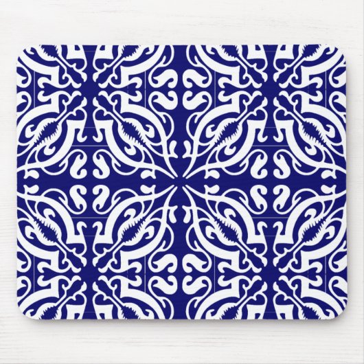 Tapis De Souris DAMASK - Arrière - plan bleu (Devant)