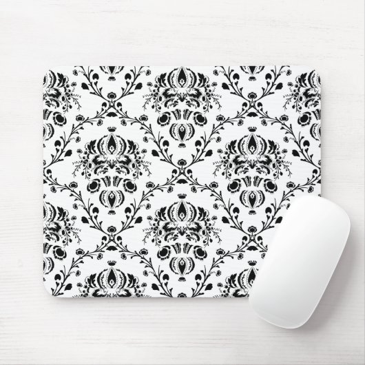 Tapis De Souris Damask blanc et noir (Avec souris)