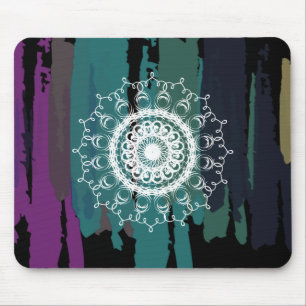 Tapis De Souris Damask Mandala Abstrait Peint Aquarelle Vintage