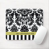 Tapis de souris Damask noir blanc chartreuse + ray (Avec souris)