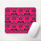 Tapis De Souris DAMASK NOIR ET ROSE, fuchsia (Avec souris)