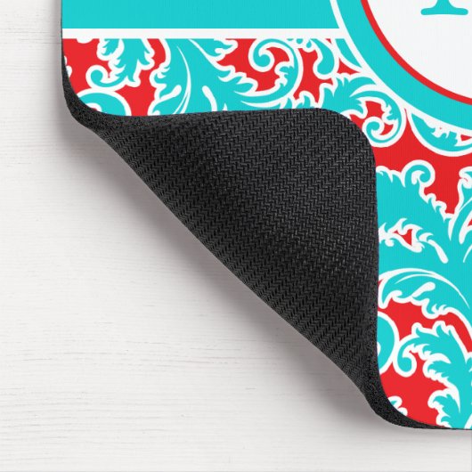 Tapis De Souris Damassé blanche décorée d'un monogramme Mousepad (Coin)