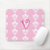 Tapis De Souris Damassé blanche rose-clair "v " de Mousepad (Avec souris)