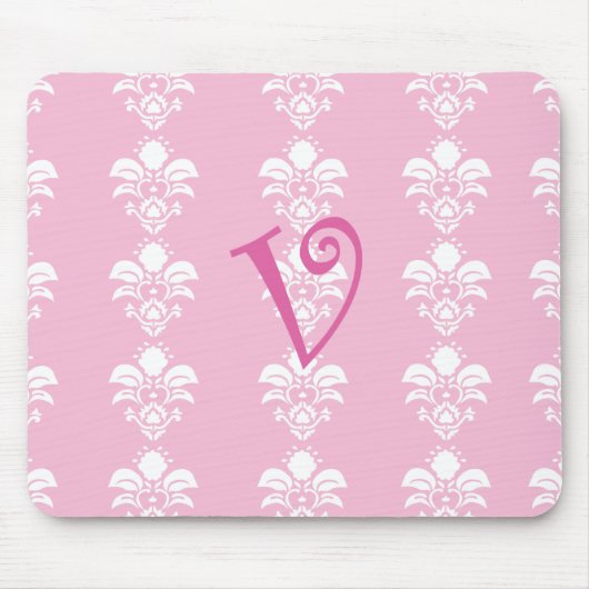 Tapis De Souris Damassé blanche rose-clair "v " de Mousepad (Devant)